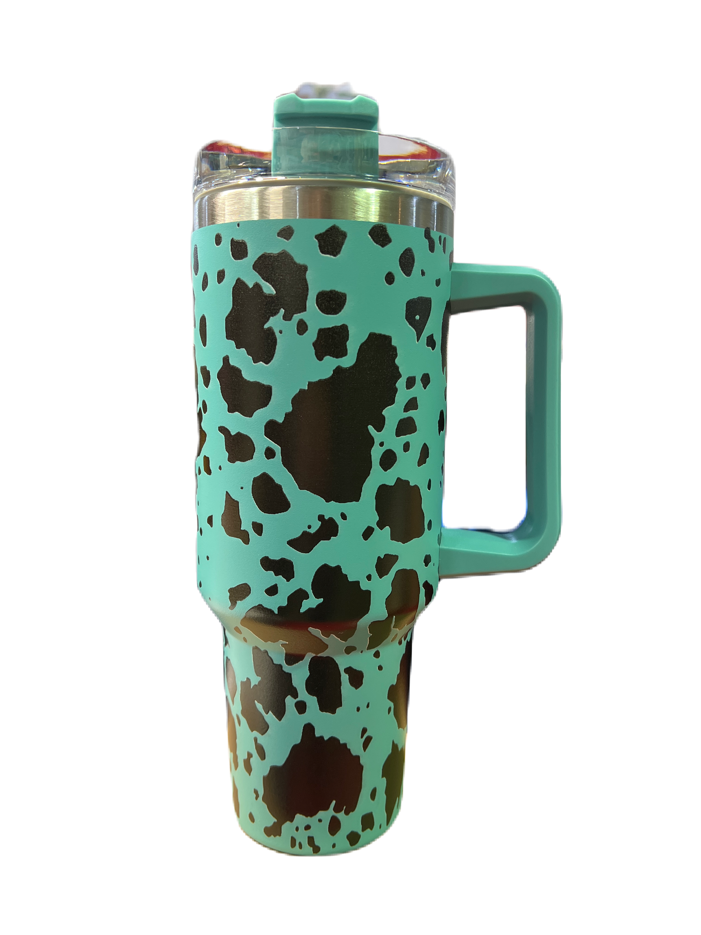 Teal and Black Cow Tumbler