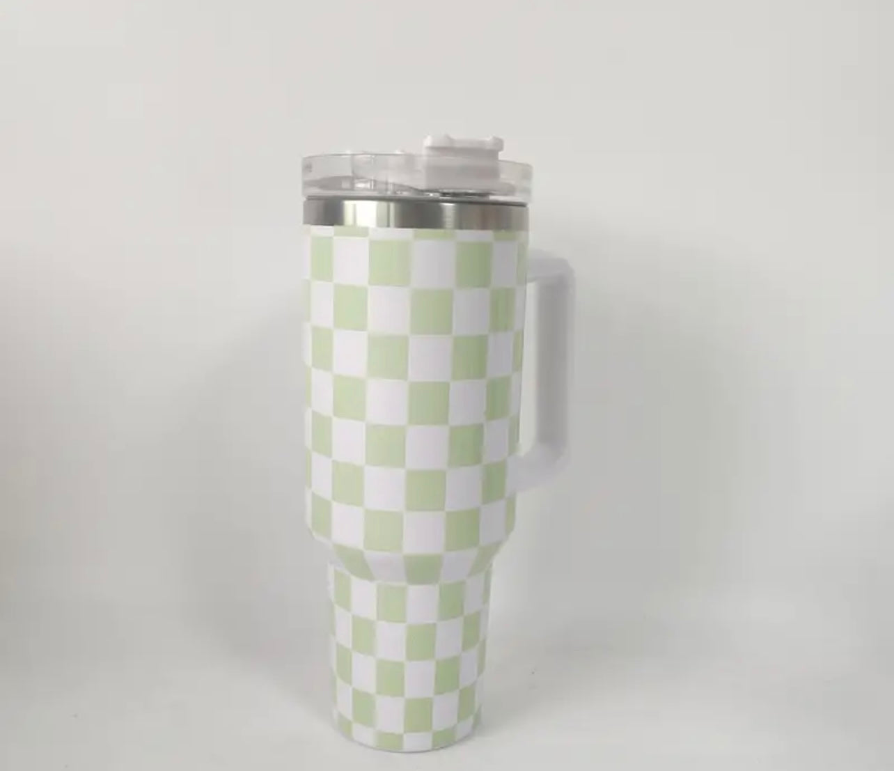 Green and White Checkered Tumbler