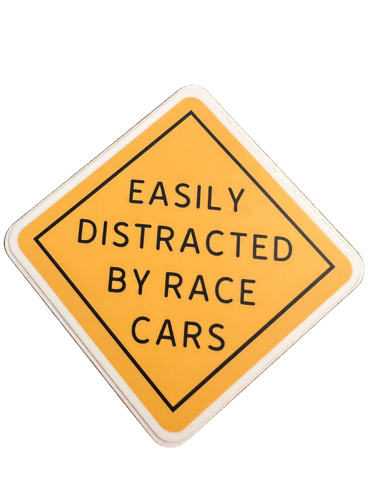 Easily distracted by race cars sticker