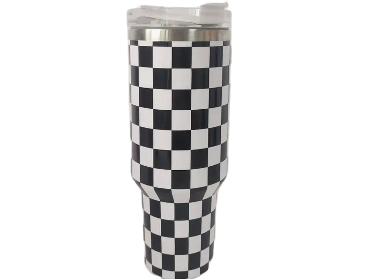 Black and White Checkered Tumbler