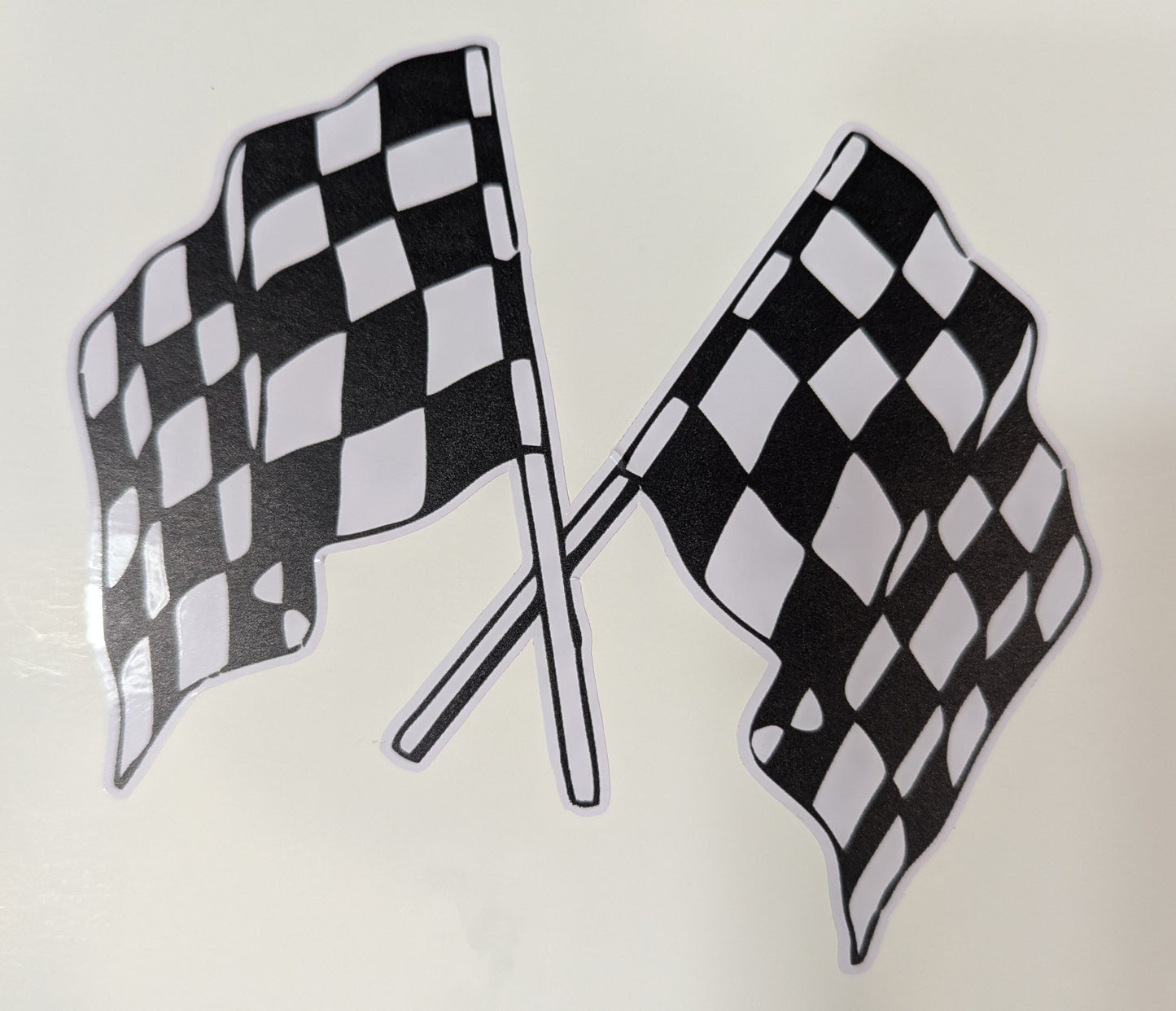 Large checkered flag crossed sticker