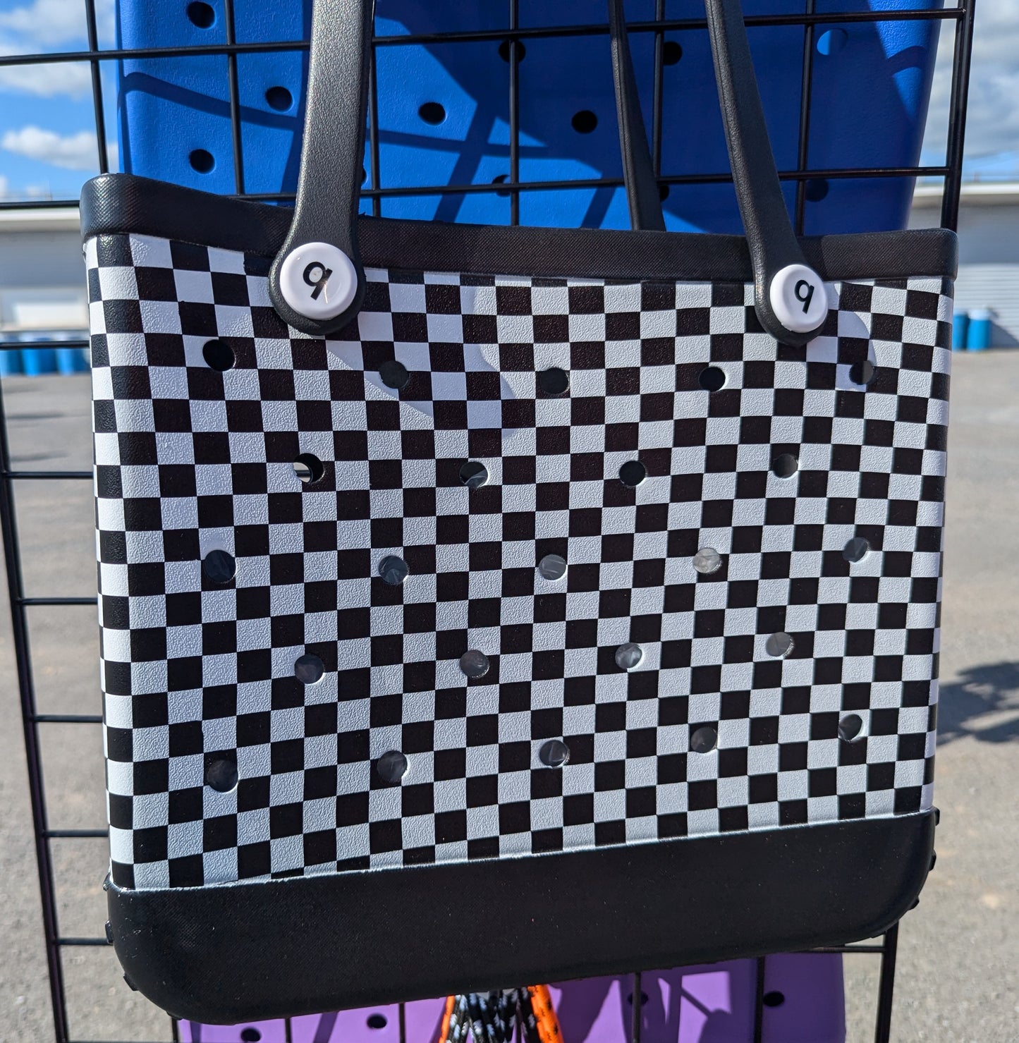 X-Large Rubber Tote Bag With The Small Checkered Print