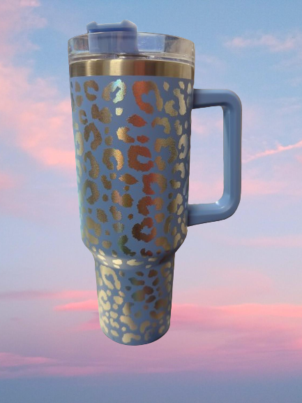 Baby Blue Leopard Tumbler