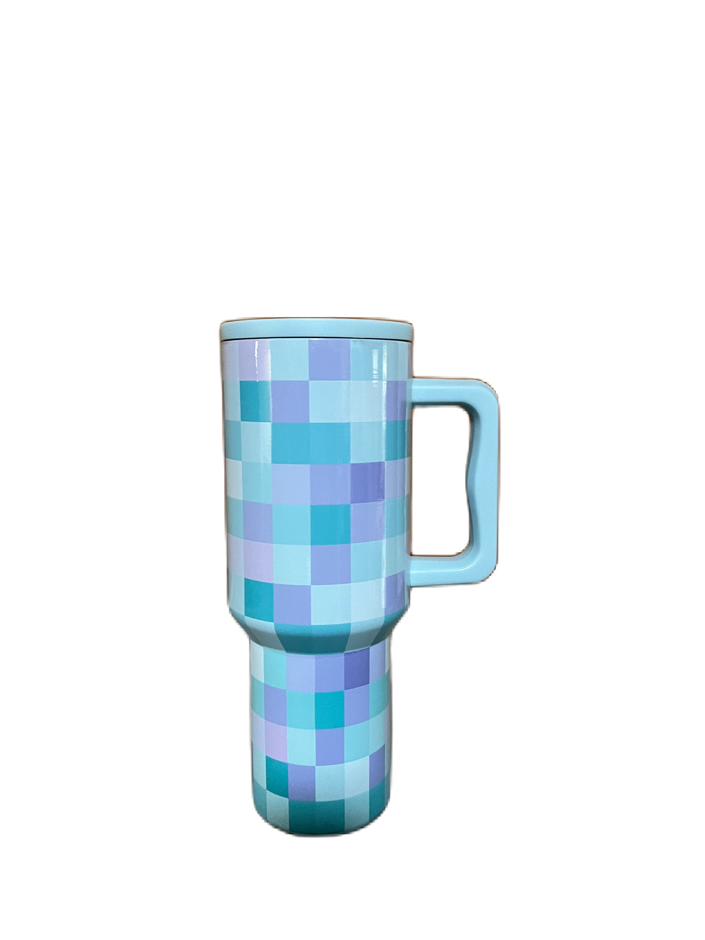 Aqua Checkered Fancy Tumbler